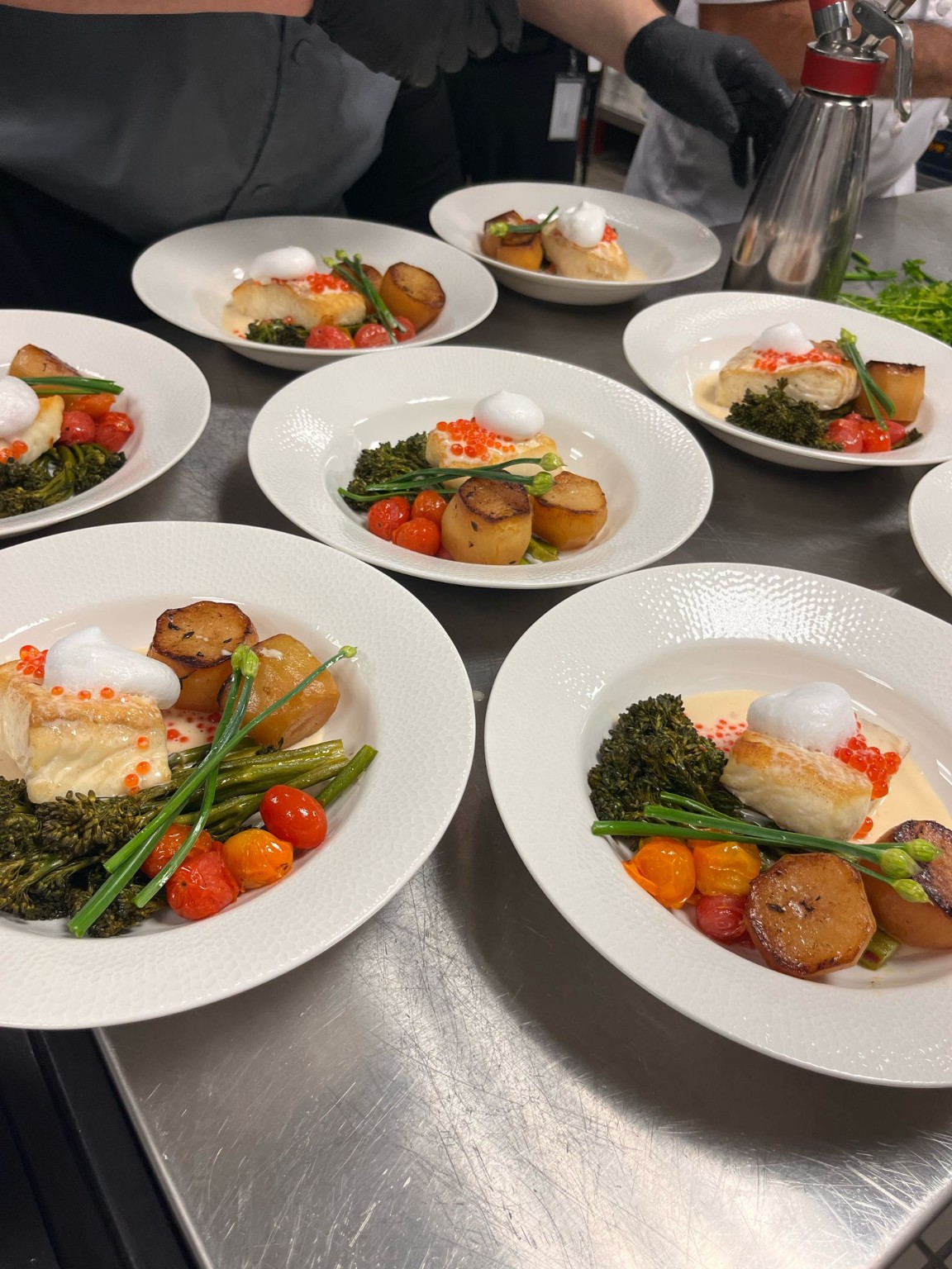 Refined plated fish course