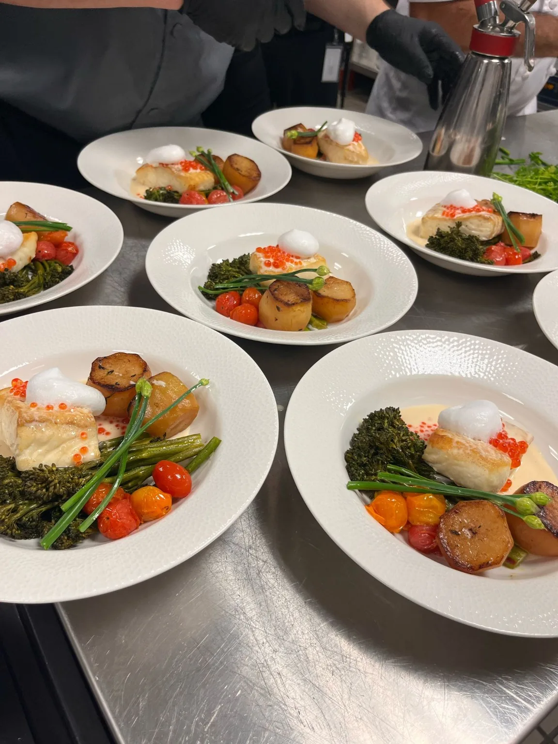 Refined plated fish course